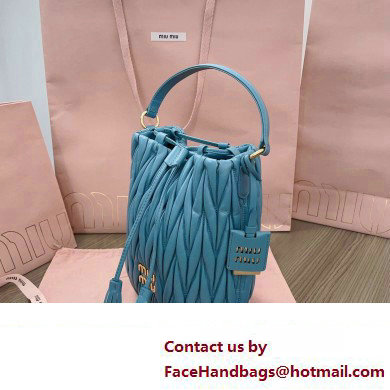 Miu Miu Matelasse nappa leather Bucket Bag 5BE084 Blue