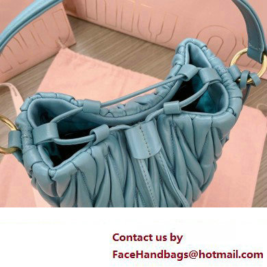 Miu Miu Matelasse nappa leather Bucket Bag 5BE084 Blue