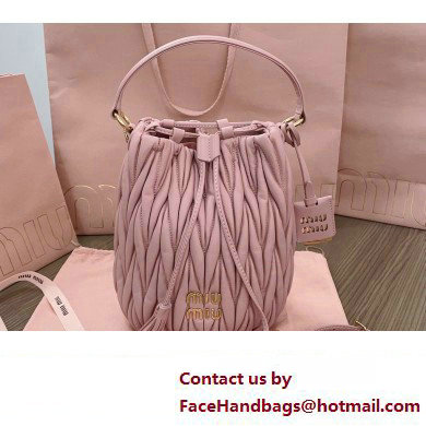 Miu Miu Matelasse nappa leather Bucket Bag 5BE084 Pink