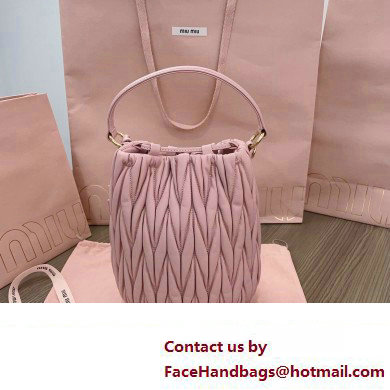 Miu Miu Matelasse nappa leather Bucket Bag 5BE084 Pink