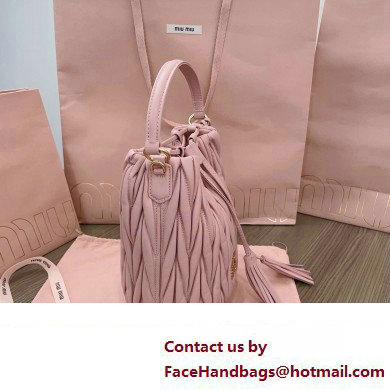 Miu Miu Matelasse nappa leather Bucket Bag 5BE084 Pink