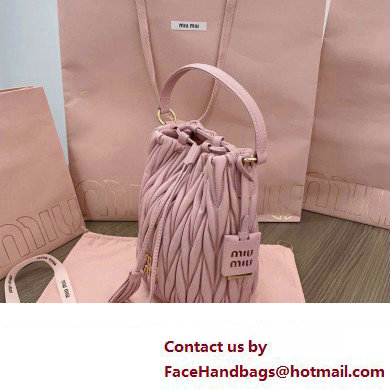 Miu Miu Matelasse nappa leather Bucket Bag 5BE084 Pink