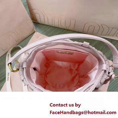 Miu Miu Matelasse nappa leather Bucket Bag 5BE084 Pink