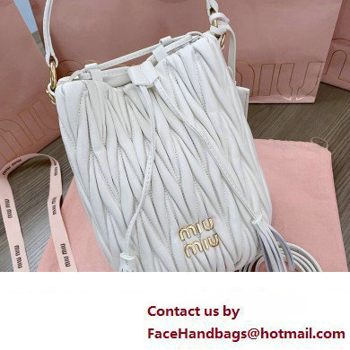 Miu Miu Matelasse nappa leather Bucket Bag 5BE084 White