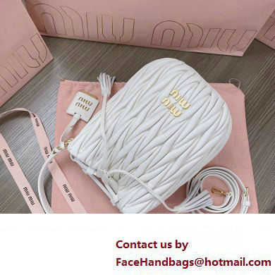 Miu Miu Matelasse nappa leather Bucket Bag 5BE084 White