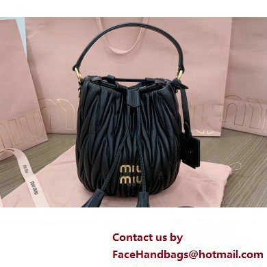 Miu Miu Matelasse nappa leather Bucket Bag 5BE085 Black