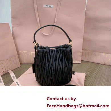 Miu Miu Matelasse nappa leather Bucket Bag 5BE085 Black