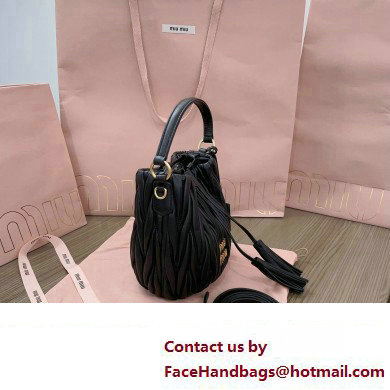 Miu Miu Matelasse nappa leather Bucket Bag 5BE085 Black