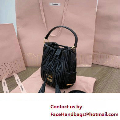 Miu Miu Matelasse nappa leather Bucket Bag 5BE085 Black