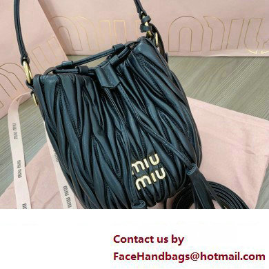 Miu Miu Matelasse nappa leather Bucket Bag 5BE085 Black