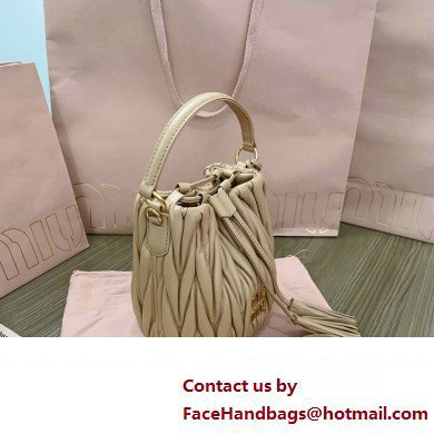 Miu Miu Matelasse nappa leather Bucket Bag 5BE085 Nude