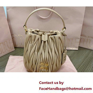 Miu Miu Matelasse nappa leather Bucket Bag 5BE085 Nude