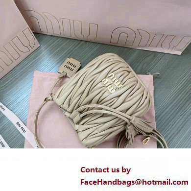 Miu Miu Matelasse nappa leather Bucket Bag 5BE085 Nude