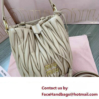 Miu Miu Matelasse nappa leather Bucket Bag 5BE085 Nude