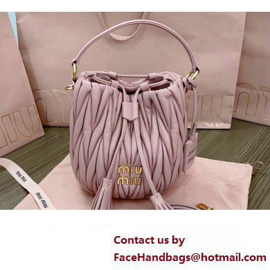 Miu Miu Matelasse nappa leather Bucket Bag 5BE085 Pink