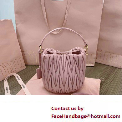 Miu Miu Matelasse nappa leather Bucket Bag 5BE085 Pink