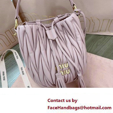 Miu Miu Matelasse nappa leather Bucket Bag 5BE085 Pink