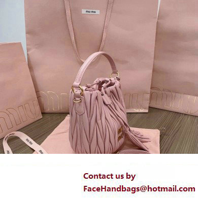 Miu Miu Matelasse nappa leather Bucket Bag 5BE085 Pink