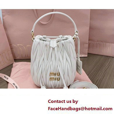 Miu Miu Matelasse nappa leather Bucket Bag 5BE085 White