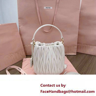 Miu Miu Matelasse nappa leather Bucket Bag 5BE085 White