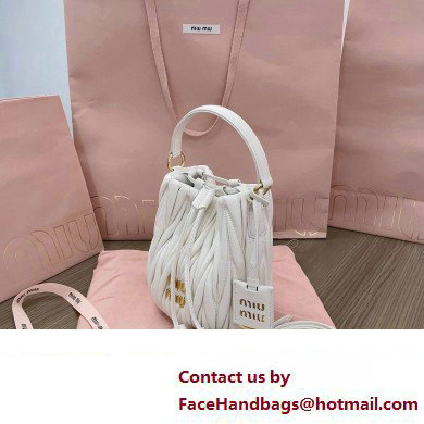 Miu Miu Matelasse nappa leather Bucket Bag 5BE085 White