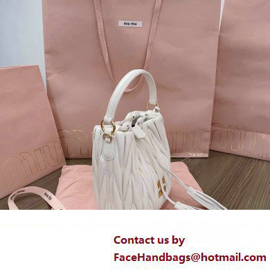 Miu Miu Matelasse nappa leather Bucket Bag 5BE085 White