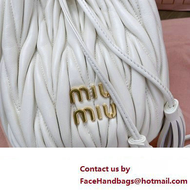 Miu Miu Matelasse nappa leather Bucket Bag 5BE085 White