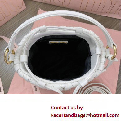 Miu Miu Matelasse nappa leather Bucket Bag 5BE085 White