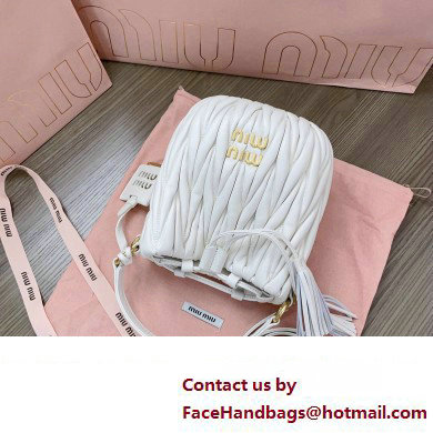 Miu Miu Matelasse nappa leather Bucket Bag 5BE085 White