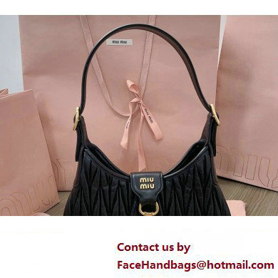 Miu Miu Matelasse nappa leather Hobo bag 5BC157 Black - Click Image to Close