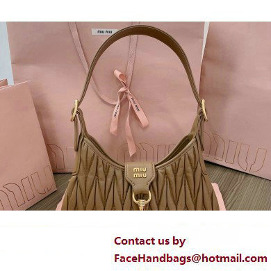 Miu Miu Matelasse nappa leather Hobo bag 5BC157 Brown