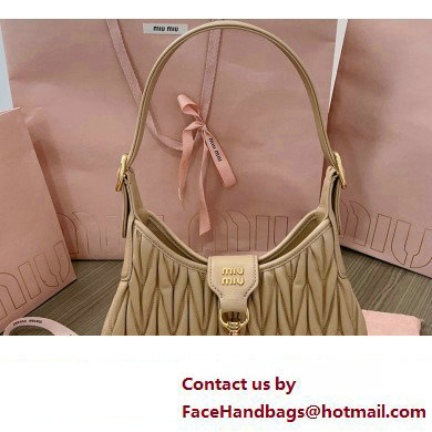 Miu Miu Matelasse nappa leather Hobo bag 5BC157 Nude