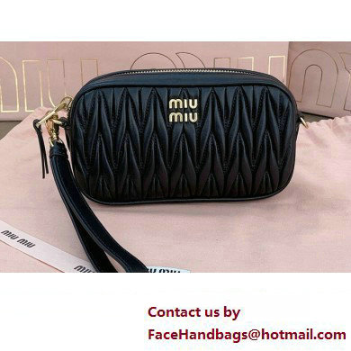 Miu Miu Matelasse nappa leather Pouch bag 5NE846 Black