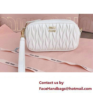 Miu Miu Matelasse nappa leather Pouch bag 5NE846 White