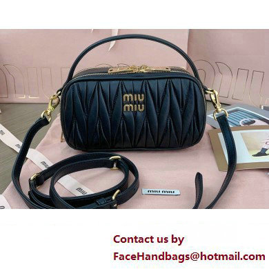 Miu Miu Matelasse nappa leather Shoulder bag 5BH229 Black - Click Image to Close