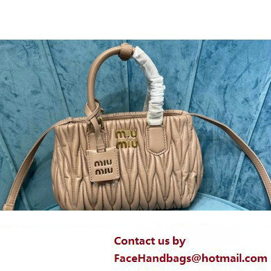 Miu Miu Matelasse nappa leather handbag 5BA259 Beige 2023