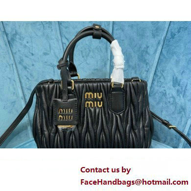 Miu Miu Matelasse nappa leather handbag 5BA259 Black 2023 - Click Image to Close