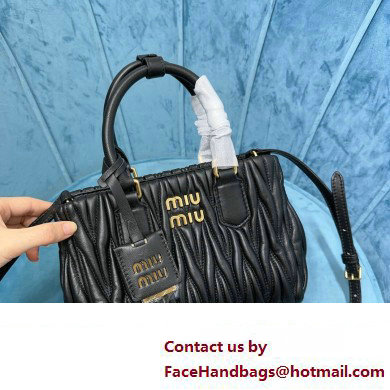 Miu Miu Matelasse nappa leather handbag 5BA259 Black 2023