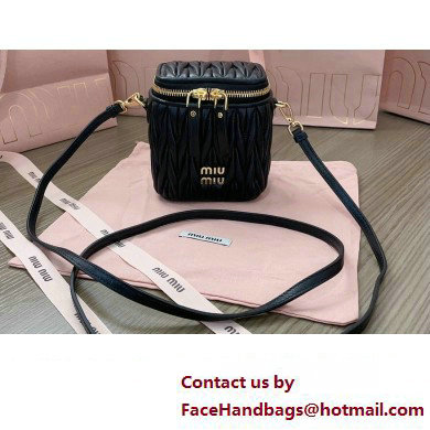 Miu Miu Matelasse nappa leather micro bag 5NR018 Black 2024