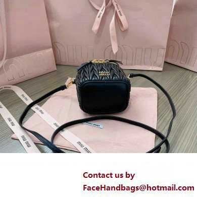 Miu Miu Matelasse nappa leather micro bag 5NR018 Black 2024