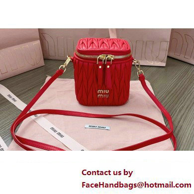 Miu Miu Matelasse nappa leather micro bag 5NR018 Red 2024