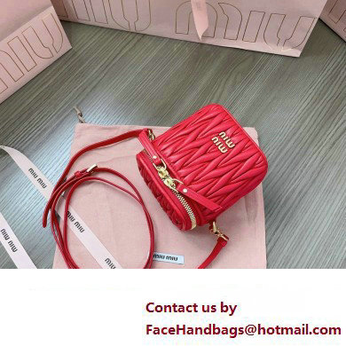 Miu Miu Matelasse nappa leather micro bag 5NR018 Red 2024