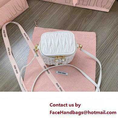 Miu Miu Matelasse nappa leather micro bag 5NR018 White 2024