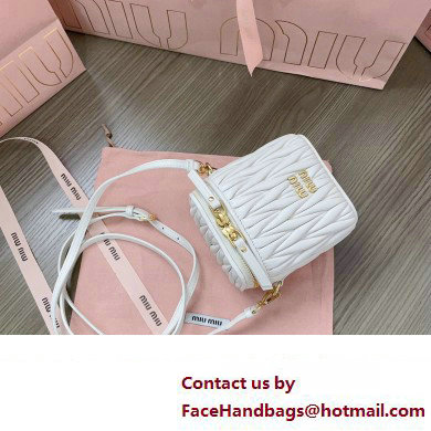 Miu Miu Matelasse nappa leather micro bag 5NR018 White 2024