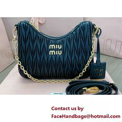 Miu Miu Matelasse nappa leather shoulder bag with Chain 5BH211 Black