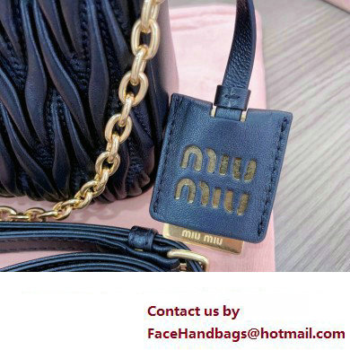 Miu Miu Matelasse nappa leather shoulder bag with Chain 5BH211 Black