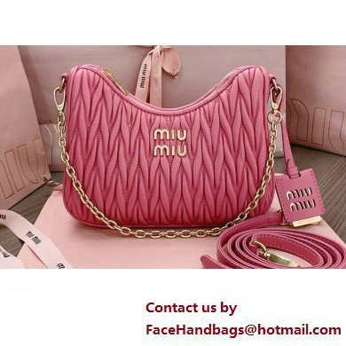 Miu Miu Matelasse nappa leather shoulder bag with Chain 5BH211 Fuchsia