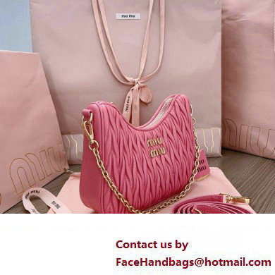 Miu Miu Matelasse nappa leather shoulder bag with Chain 5BH211 Fuchsia