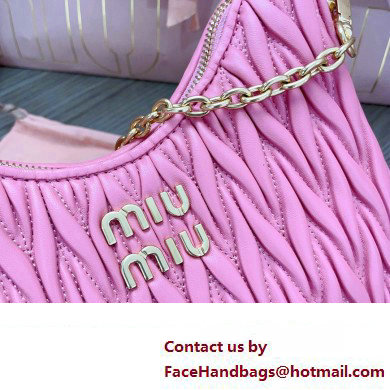 Miu Miu Matelasse nappa leather shoulder bag with Chain 5BH211 Fuchsia