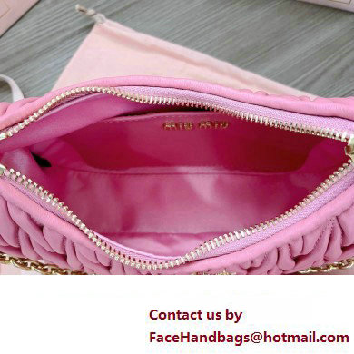 Miu Miu Matelasse nappa leather shoulder bag with Chain 5BH211 Fuchsia